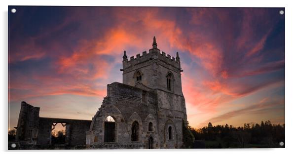 Colston Bassett Old Church Acrylic by David McGeachie