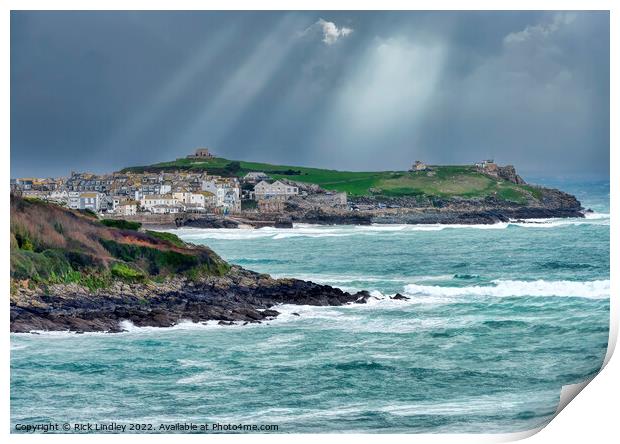 Storm over St Ives Print by Rick Lindley