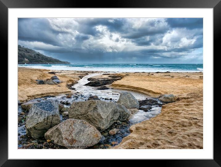Storm Clouds Carbis Bay Framed Mounted Print by Rick Lindley