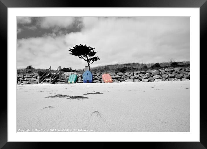 Boats on a Beach Framed Mounted Print by Roy Curtis