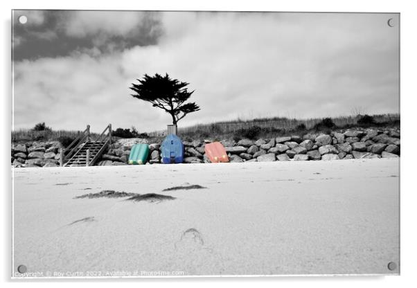 Boats on a Beach Acrylic by Roy Curtis