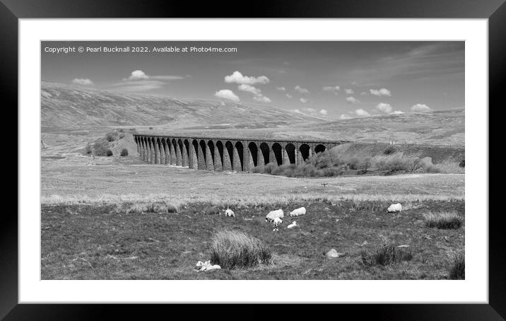 Ribblehead Viaduct Yorkshire Black and White Framed Mounted Print by Pearl Bucknall