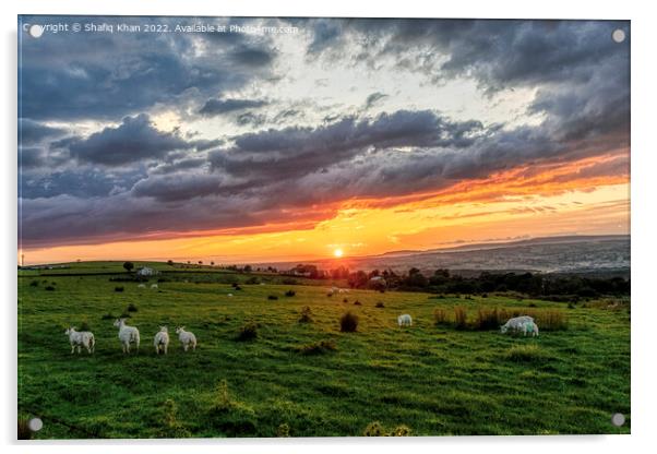 Sunset from Mellor, Blackburn, Lancashire Acrylic by Shafiq Khan