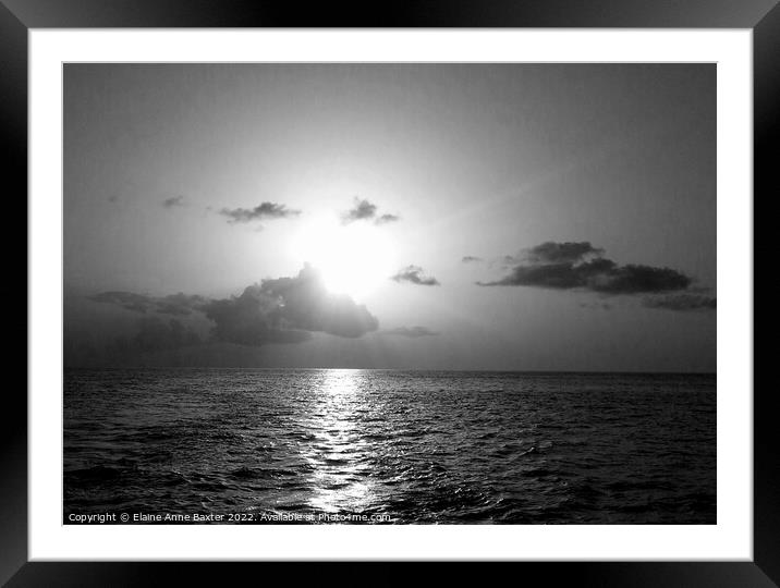 Sunset over Caribbean Sea Framed Mounted Print by Elaine Anne Baxter