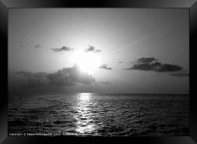 Sunset over Caribbean Sea Framed Print by Elaine Anne Baxter