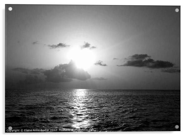 Sunset over Caribbean Sea Acrylic by Elaine Anne Baxter