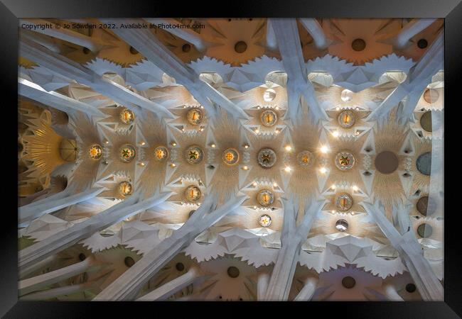 Ceiling in Sagrada Familia Framed Print by Jo Sowden