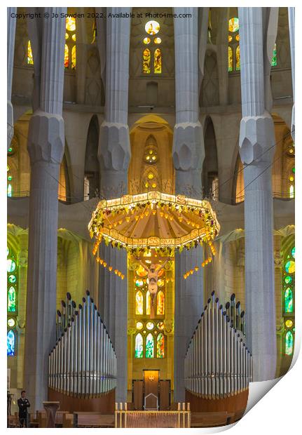 Inside the Sagrada Família Print by Jo Sowden