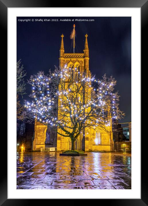 Blackburn Cathedral with Tree Lights Illuminated Framed Mounted Print by Shafiq Khan