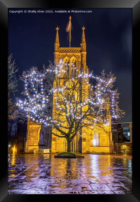 Blackburn Cathedral with Tree Lights Illuminated Framed Print by Shafiq Khan