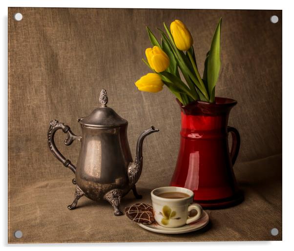 Tulips and Tea Acrylic by Kelly Bailey