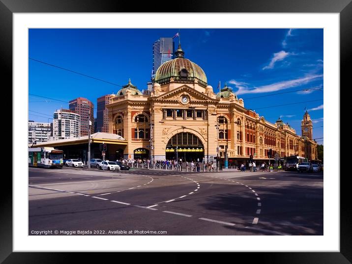 Flinders Street railway station, Melbourne Australia Framed Mounted Print by Maggie Bajada