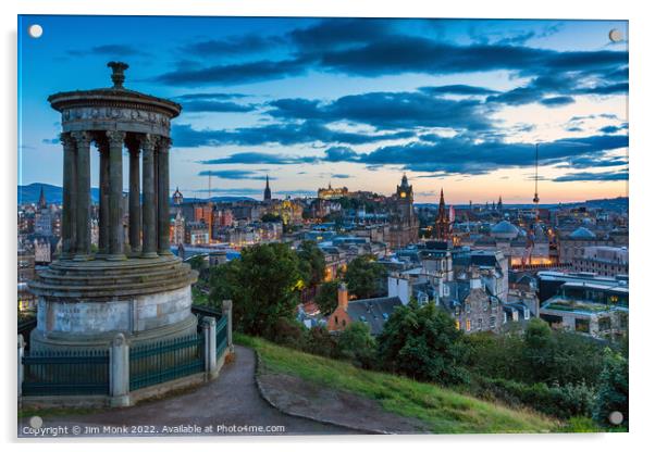 Edinburgh skyline at twilight Acrylic by Jim Monk