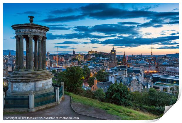 Edinburgh skyline at twilight Print by Jim Monk