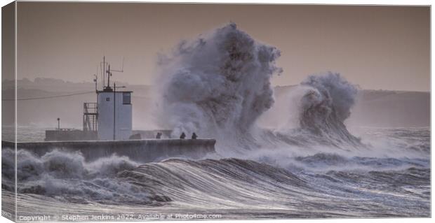 Porthcawl during Storm Ciara Canvas Print by Stephen Jenkins