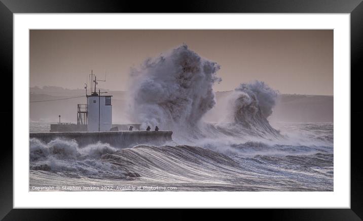 Porthcawl during Storm Ciara Framed Mounted Print by Stephen Jenkins