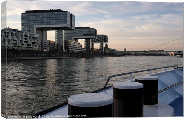 The city of Cologne, Germany, seen from a boat on the Rhine river Canvas Print by Lensw0rld 