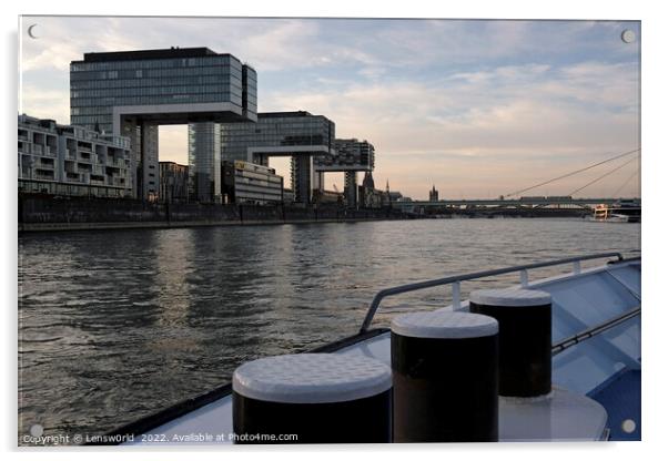 The city of Cologne, Germany, seen from a boat on the Rhine river Acrylic by Lensw0rld 