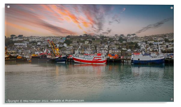 Newlyn Harbour, Cornwall, England  Acrylic by Rika Hodgson