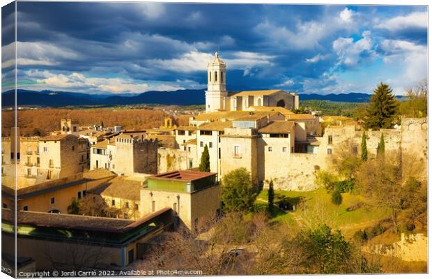 Aerial panoramic views of the city of Girona, Catalonia - 3 - Or Canvas Print by Jordi Carrio