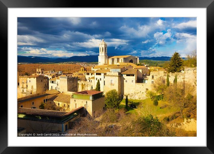 Aerial panoramic views of the city of Girona, Catalonia - 3 - Or Framed Mounted Print by Jordi Carrio