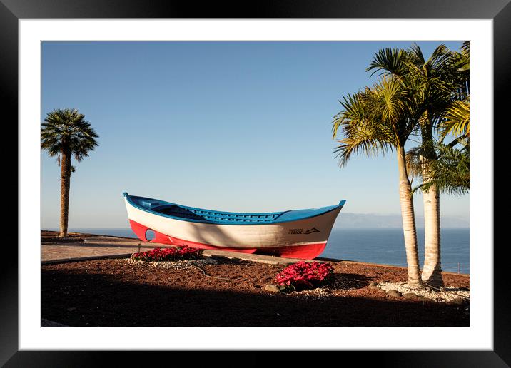 Fishing boat outside Los Gigantes Tenerife Framed Mounted Print by Phil Crean