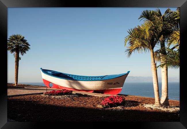 Fishing boat outside Los Gigantes Tenerife Framed Print by Phil Crean