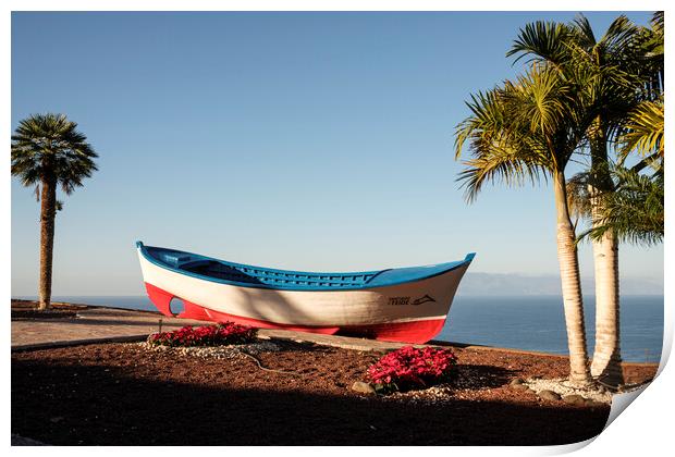 Fishing boat outside Los Gigantes Tenerife Print by Phil Crean
