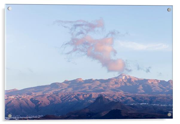Cloud over Mount Teide Tenerife Acrylic by Phil Crean