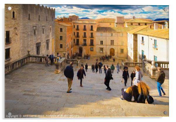 Girona Cathedral square - CR2112-6456-PIN Acrylic by Jordi Carrio