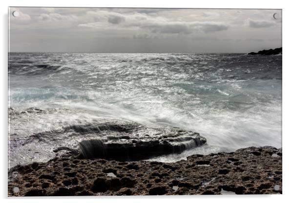 Costa Silencio Tenerife Rough seas Acrylic by Phil Crean
