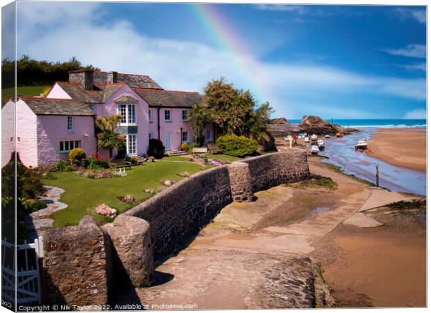 Efford Cottage and slipway, Bude, Cornwall Canvas Print by Nik Taylor