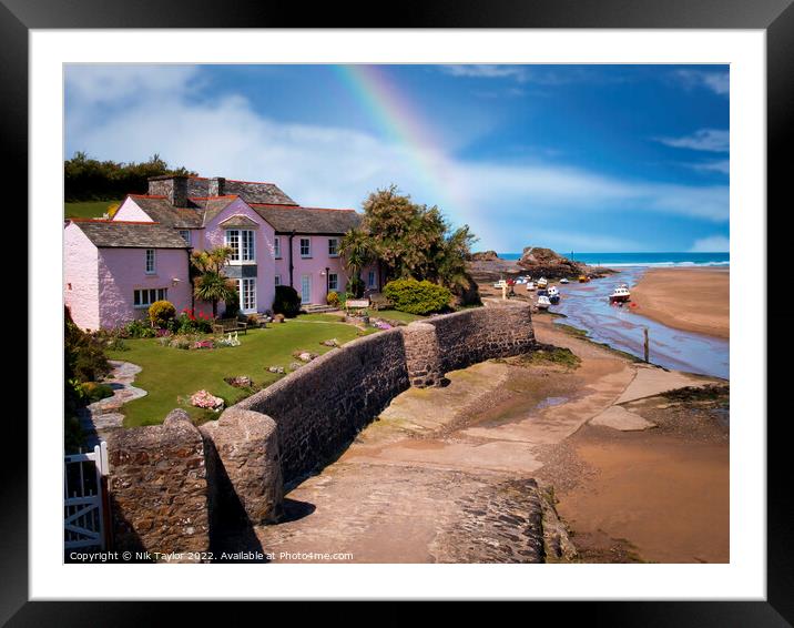 Efford Cottage and slipway, Bude, Cornwall Framed Mounted Print by Nik Taylor