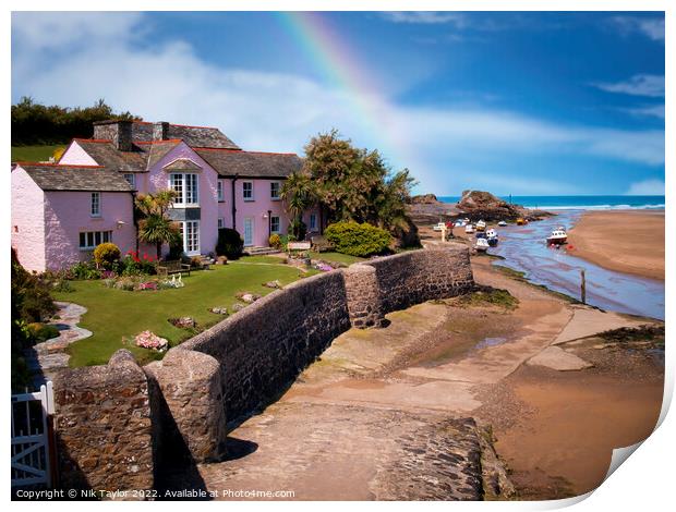 Efford Cottage and slipway, Bude, Cornwall Print by Nik Taylor