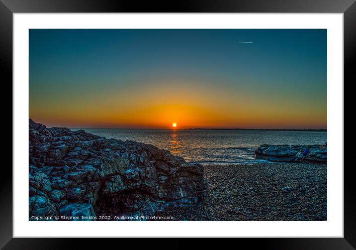 Ogmore-by-Sea beach at sunset Framed Mounted Print by Stephen Jenkins