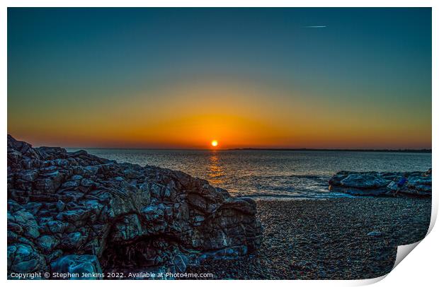 Ogmore-by-Sea beach at sunset Print by Stephen Jenkins