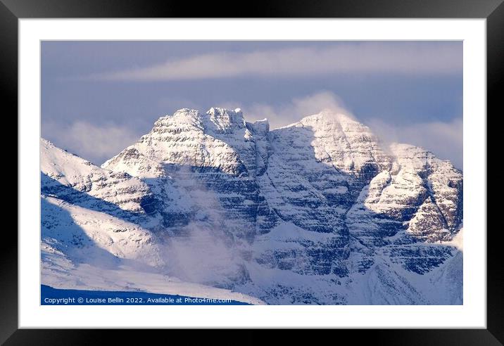 Snow covered An Teallach mountain, Scottish Highlands, Scotland Framed Mounted Print by Louise Bellin