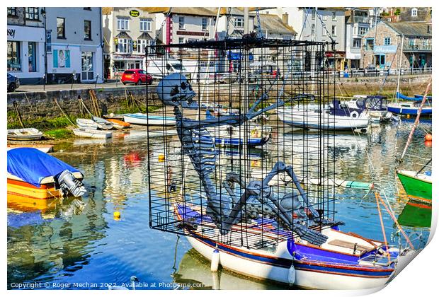 The Hanging Cage of Brixham Print by Roger Mechan
