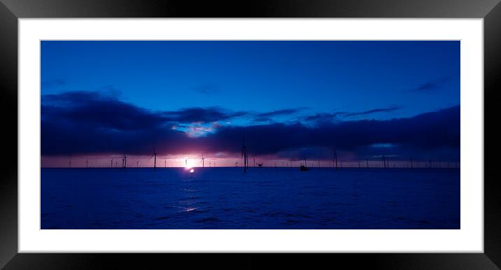 Sunset in German windfarm Framed Mounted Print by Russell Finney