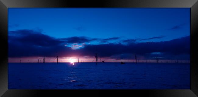 Sunset in German windfarm Framed Print by Russell Finney