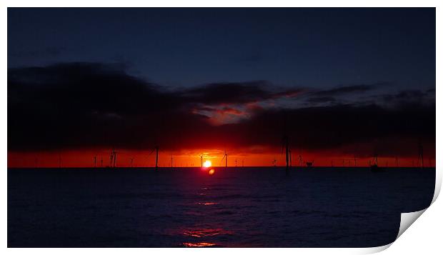 Sunset in Windfarm Print by Russell Finney