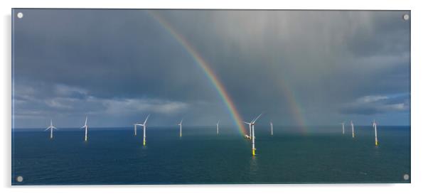 Rainbows in the Windfarm Acrylic by Russell Finney