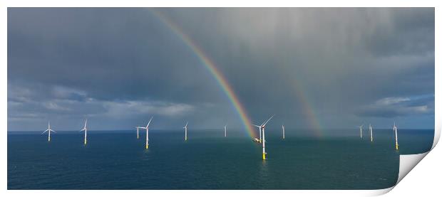 Rainbows in the Windfarm Print by Russell Finney