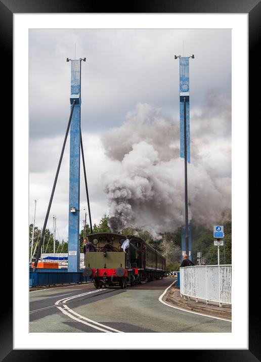Steam train going over the swing bridge Framed Mounted Print by Jason Wells