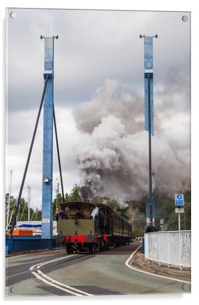 Steam train going over the swing bridge Acrylic by Jason Wells