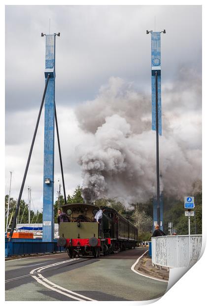 Steam train going over the swing bridge Print by Jason Wells