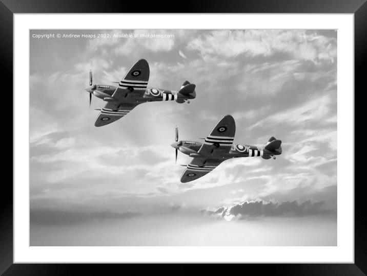 Wartime Spitfire planes Framed Mounted Print by Andrew Heaps