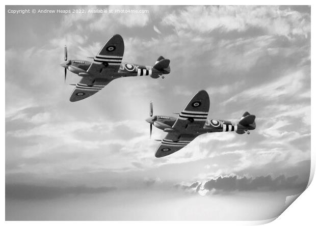 Wartime Spitfire planes Print by Andrew Heaps