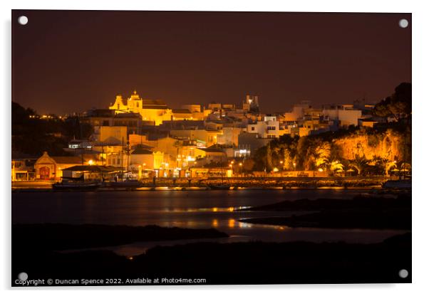 Alvor at Night, The Algarve, Portugal. Acrylic by Duncan Spence