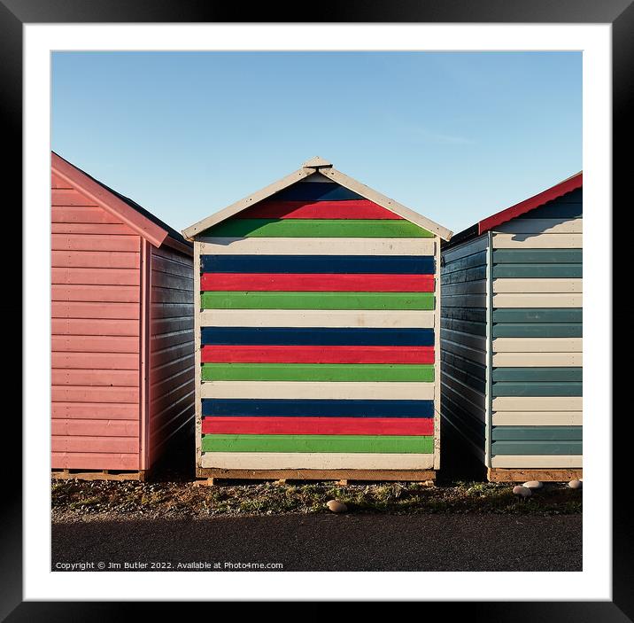 Beach Huts Framed Mounted Print by Jim Butler